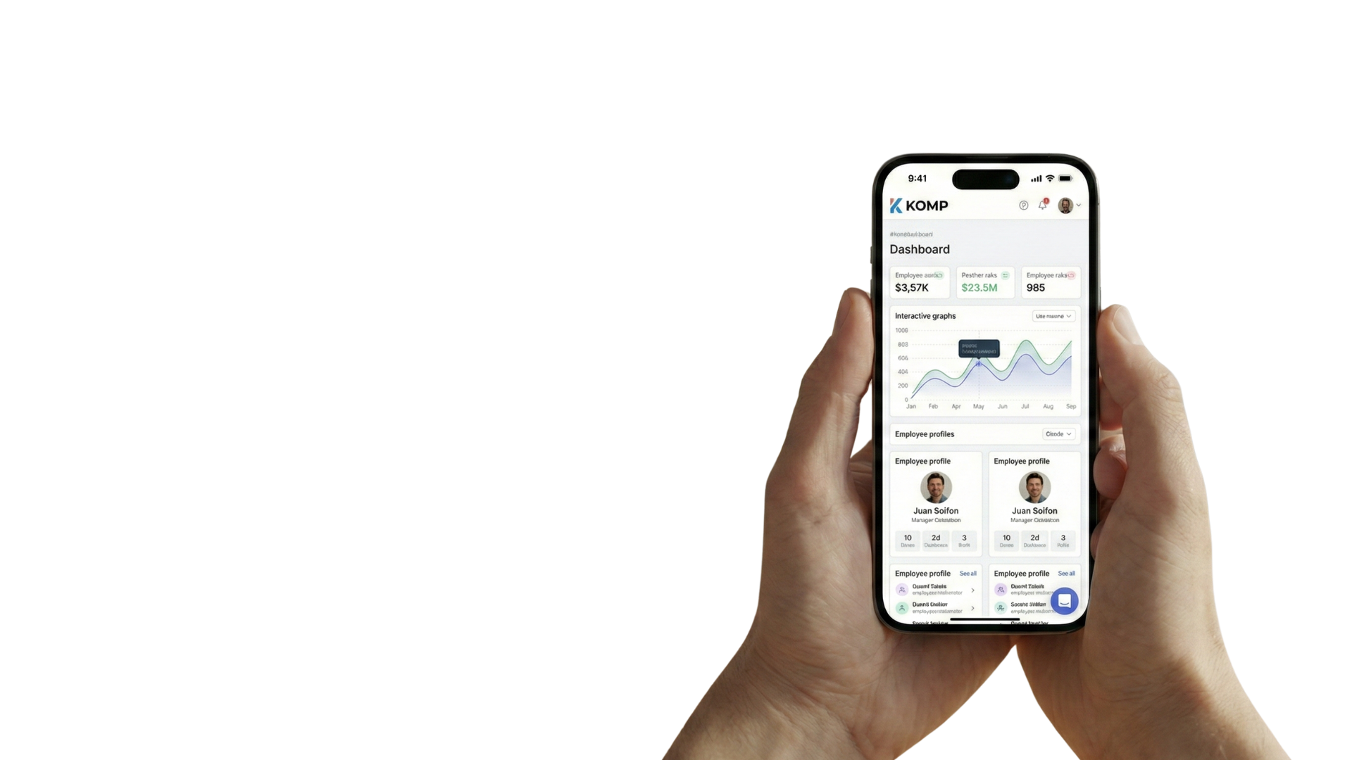 Hands holding tablet with secure dashboard